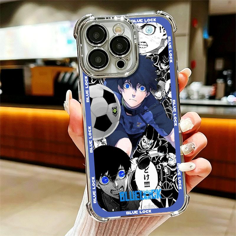 Anime Blue L-Lock Manga Soft Phone Case For iPhone 15 16 17 Air 14 Pro Max 16E Plus 13 12 Mini Plating Anti-Fall Fundas