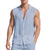 New linen solid color shirt men's summer sleeveless loose casual lapel vest