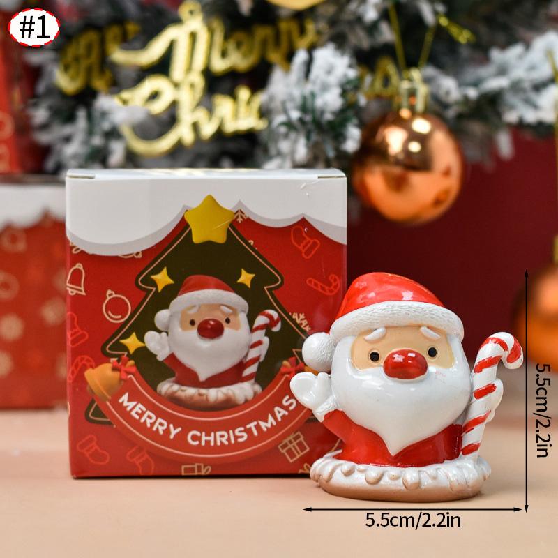 Christmas Decorations Resin Miniature Figurines Mini Santa Claus Snowman Xmas Tree For Xmas Goodie Bag Fillers Party Favors
