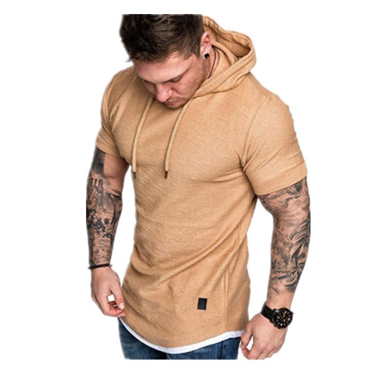 Summer Men's European and American Men's Hooded T-shirt Short-sleeved T-shirt Men