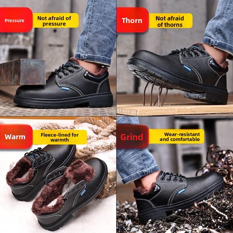 High Quality Safety Shoes Fleece-lined Thickened Warm Steel Toe Security Boots Winter Work Boots Construction Work Shoes36-45