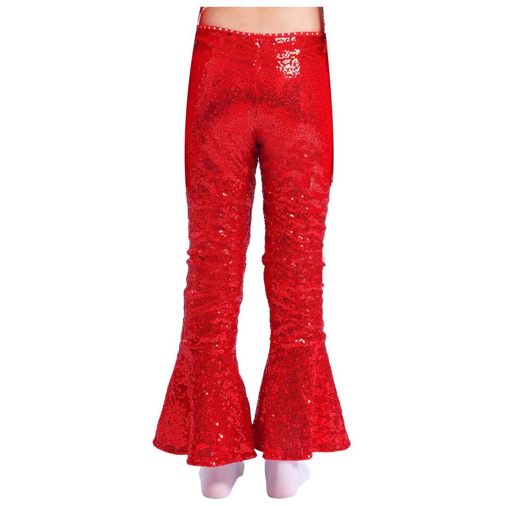 Dívčí taneční kalhoty třpytivé zdobené kamínky flitry zip rozšířený lem soutěžní kalhoty