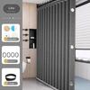 Bathroom Folding Linen Shower Curtain with Magnets Waterproof Suitable for Walk-in Shower Does Not Include Telescopic Rod