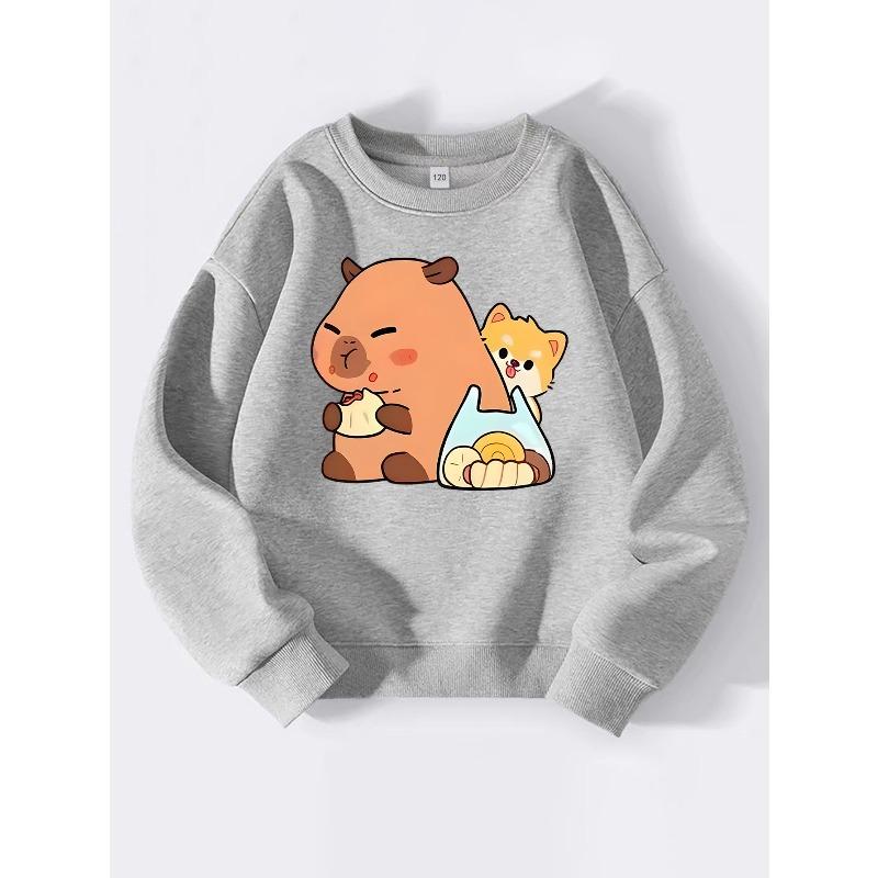 European sizes Kids' Winter Warm Casual Round Neck Sweatshirt - Long Sleeve Sweater with Random Fun Prints, Cozy & Playwear
