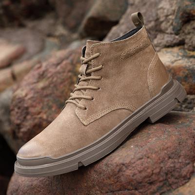 Newest Italian Men Boots Cow Suede Leather Ankle Boots Men'S Shoes Casual Leather Shoes Man Outdoor Comfortable Lace Up Short Boots