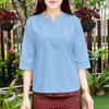 ZANZEA Women Casual V-Neck Solid Color 3/4 Sleeve Blouse