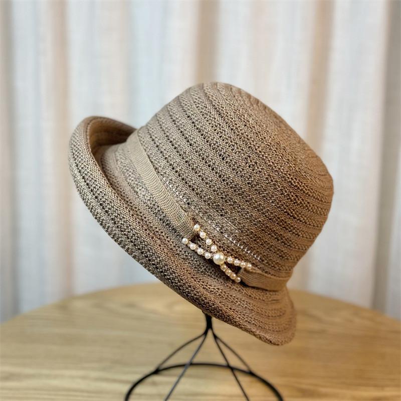 Chic Pearl Summer Hat For Women Lightweight Breathable Bucket Hat For Outdoor Activities