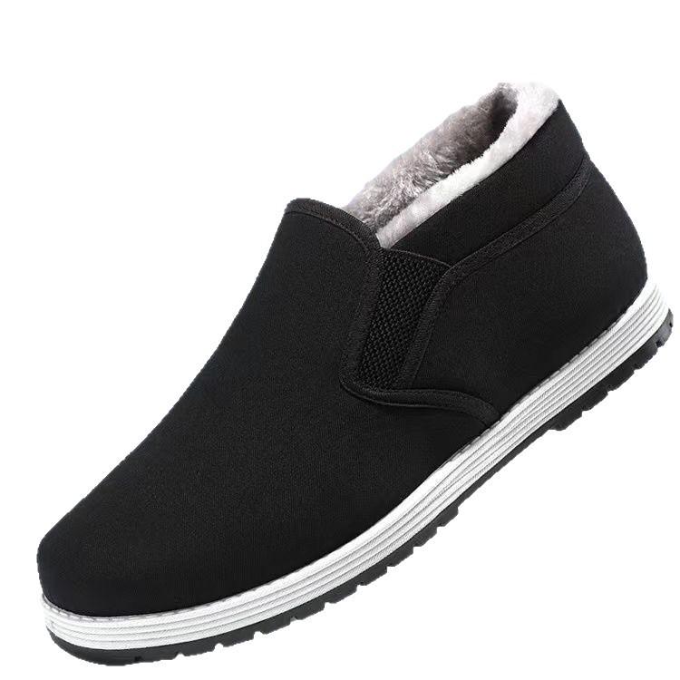 High-top velvet warm winter old Beijing cloth shoes men's one-pedal casual non-slip thickened medium and old canvas shoes