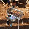 Foldable Basket Table Side Rack Stainless Steel Storage Rack Portable Organizer For Beach Backyard BBQ