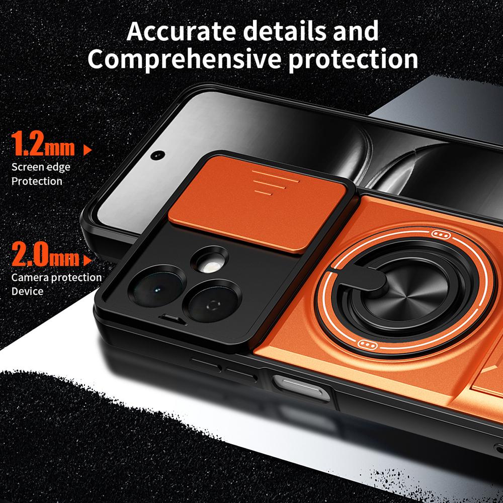 KEYSION Magnetic Phone Case for TECNO Spark Go 2 Slide Camera Protection Upright Kickstand Shockproof Cover for Infinix Smart 10