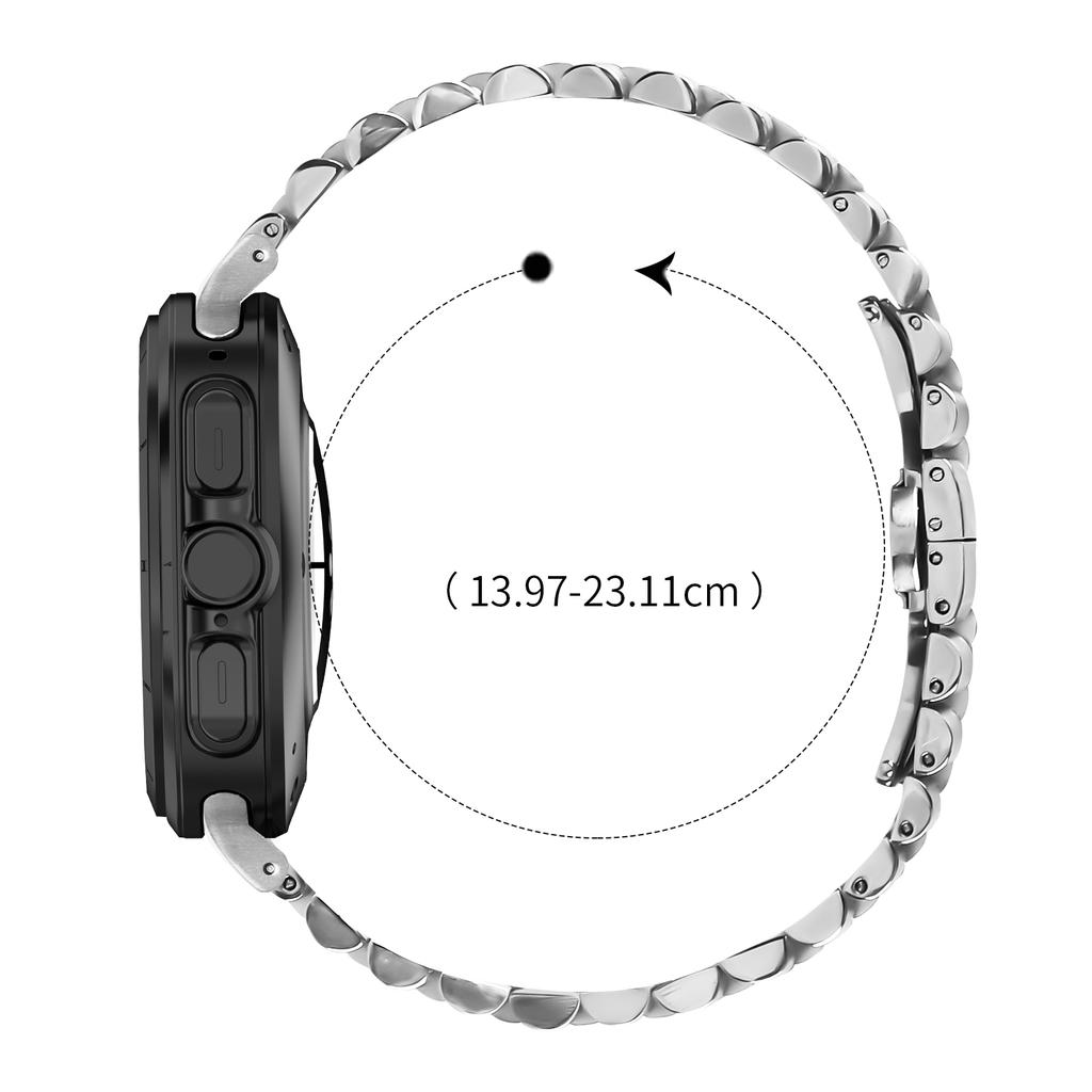 5-Bead Silver Band for Samsung Galaxy Watch Ultra (2025) 47mm Butterfly Clasp Metal Watch Strap