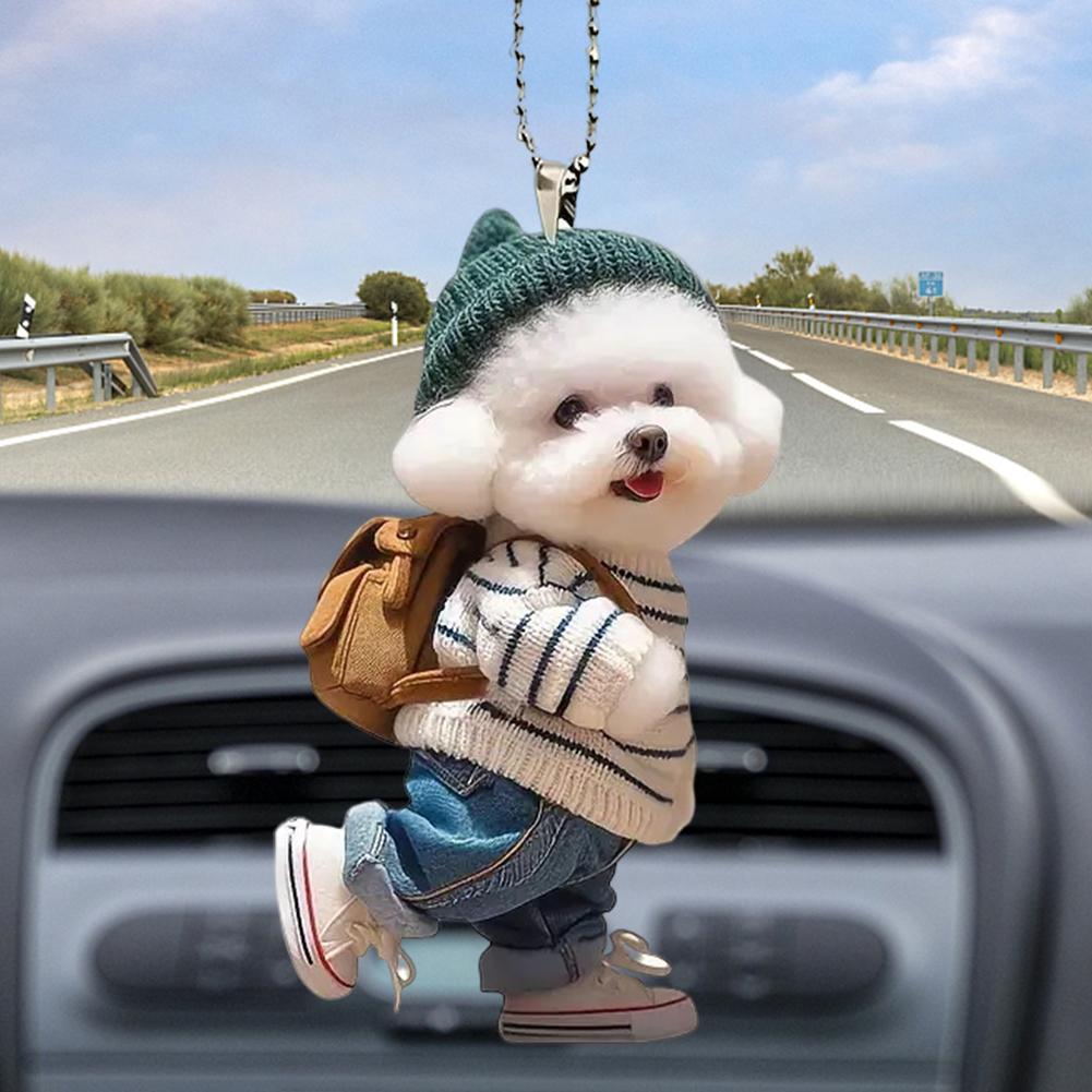 5-1PCS Acrylic 2D Creative Car Hanging Decor Realistic Animal Car Rearview Mirror Pendant Car Auto Interior Decoration