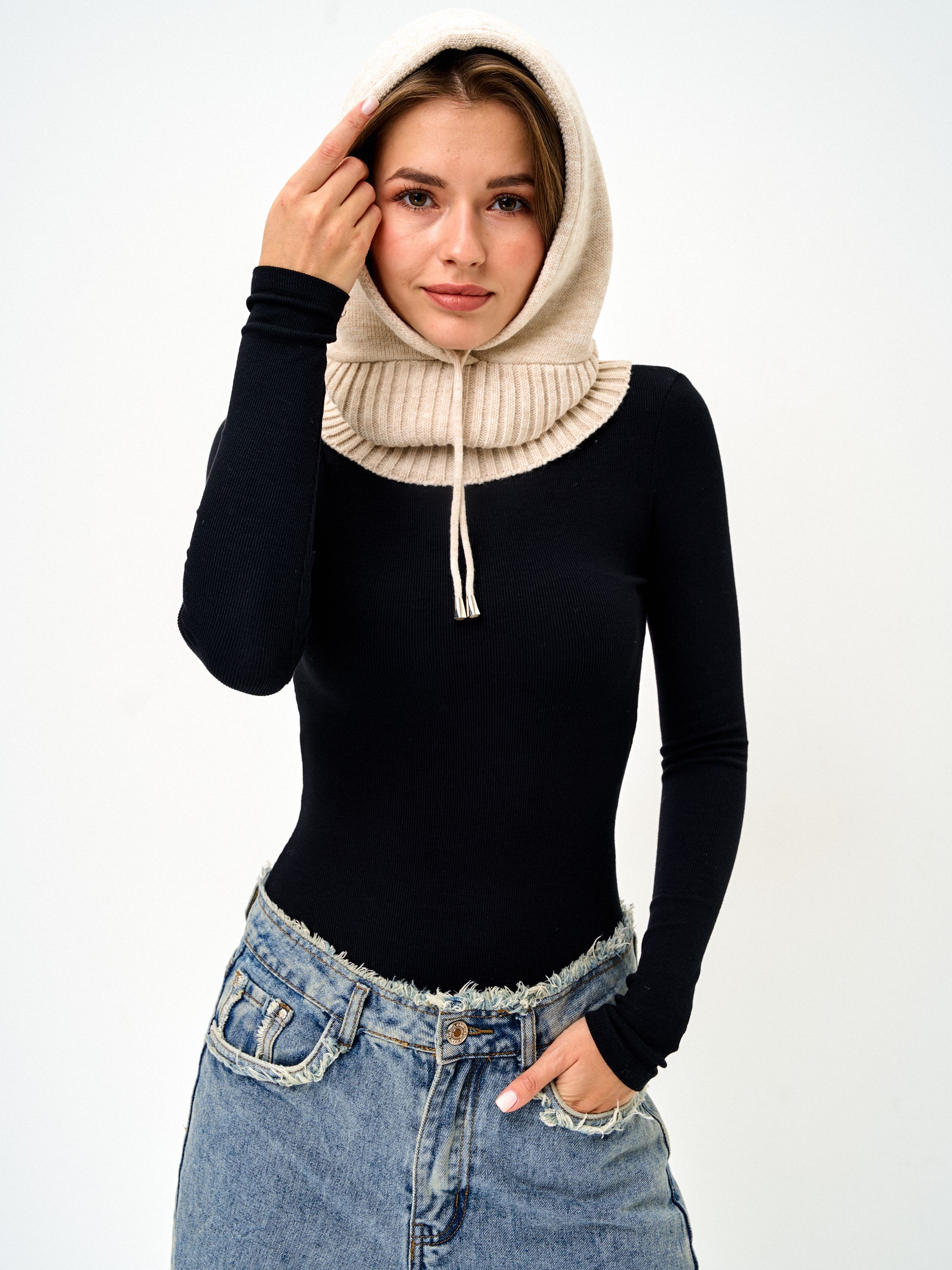 New Winter Hat For Women, Korean , Balaclava Hat, Woolen Warm Scarf, Integrated Couple Earmuff Knitted Hat One Size