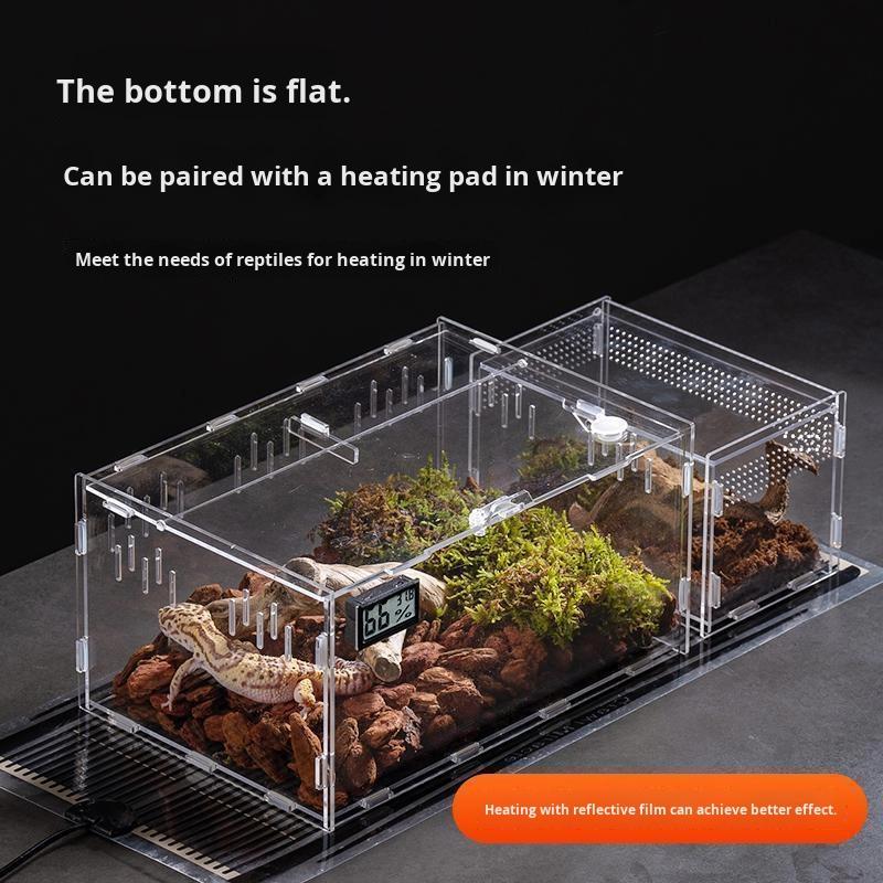 Stackable Crystal Clear Acrylic Gecko Terrarium Comfortable Reptile Enclosure with Box Packing Reptile Supplies