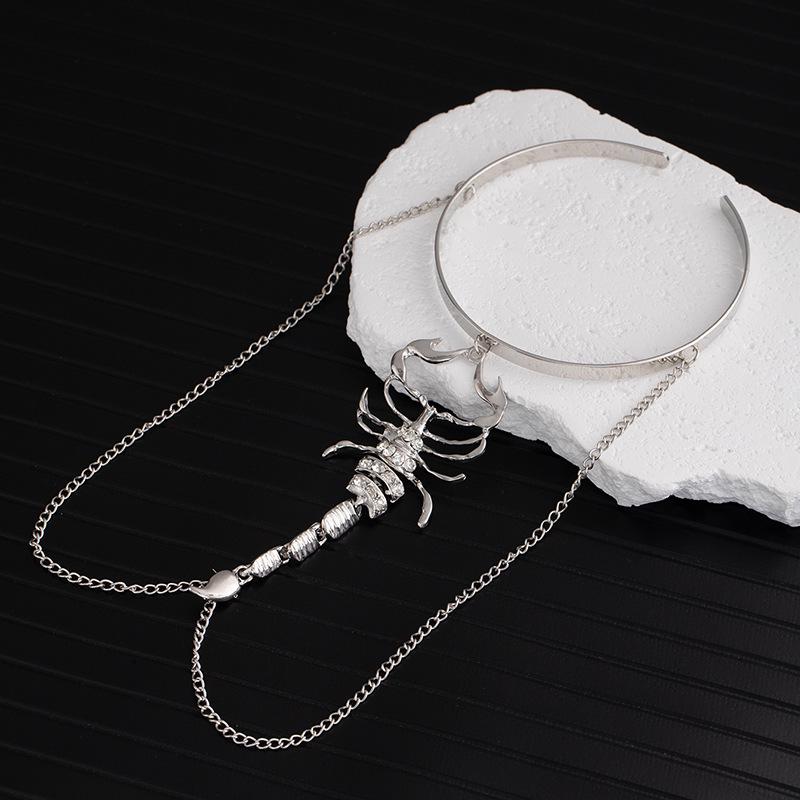 Strass 3D Skorpion Fingerarmband & Schlange Armreif Fußkettchen Körperkette