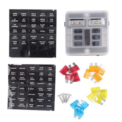 6 Way Fuse Block ATC ATO Blade Fuse Box Waterproof 12V?24V DC with LED Indicator for Automobile