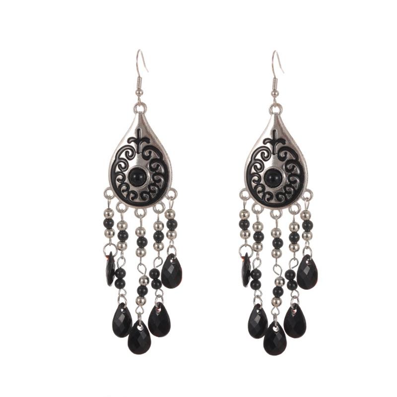 

Bohemian Long Earrings Colorful Acrylic Water Drop Earrings for Women Fashion Ethnic Geometric Pattern Vacation Style Jewelry чорний
