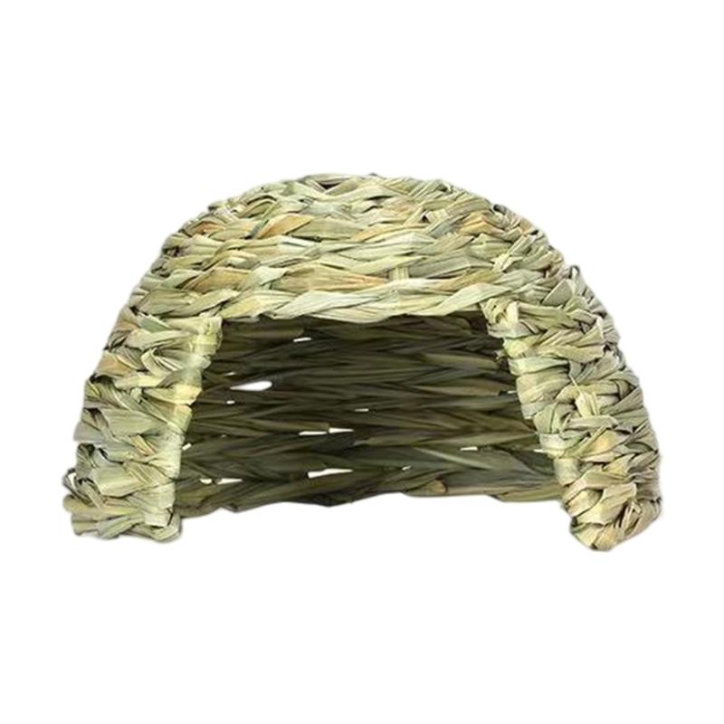 Handwoven Grass Straw House for Small Pet Hideouts Habitat Cave for Small Animals Hedgehogs Squirrels Rabbits Playhouse