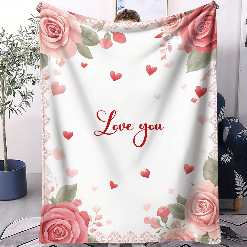 Sweetheart Floral Series Print Fleece Throw Blanket for Adult Quality Super Soft Warm Universal Blanket for Travel Office Home
