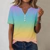 Women's Fashionable Casual Short-sleeved Gradient Printed V-neck Top