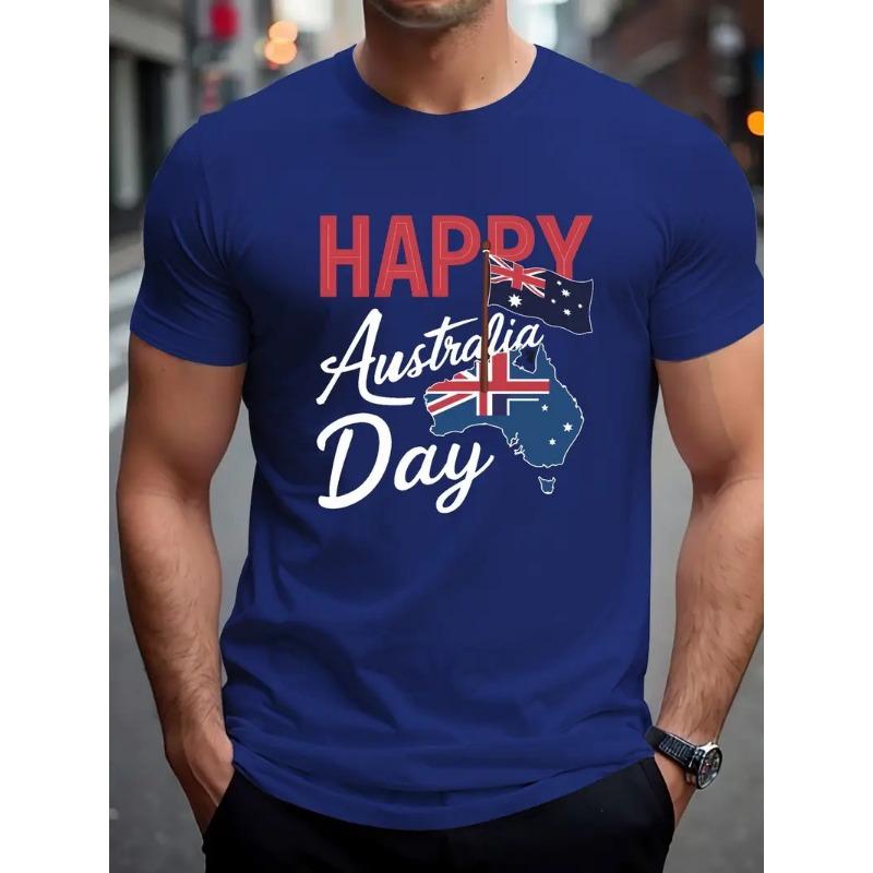 T-shirt Grafica con Bandiera Australiana da Uomo Nuovi Arrivi Felice Giorno dell'Australia T-shirt con Stampa Digitale Casual Manica Corta Girocollo