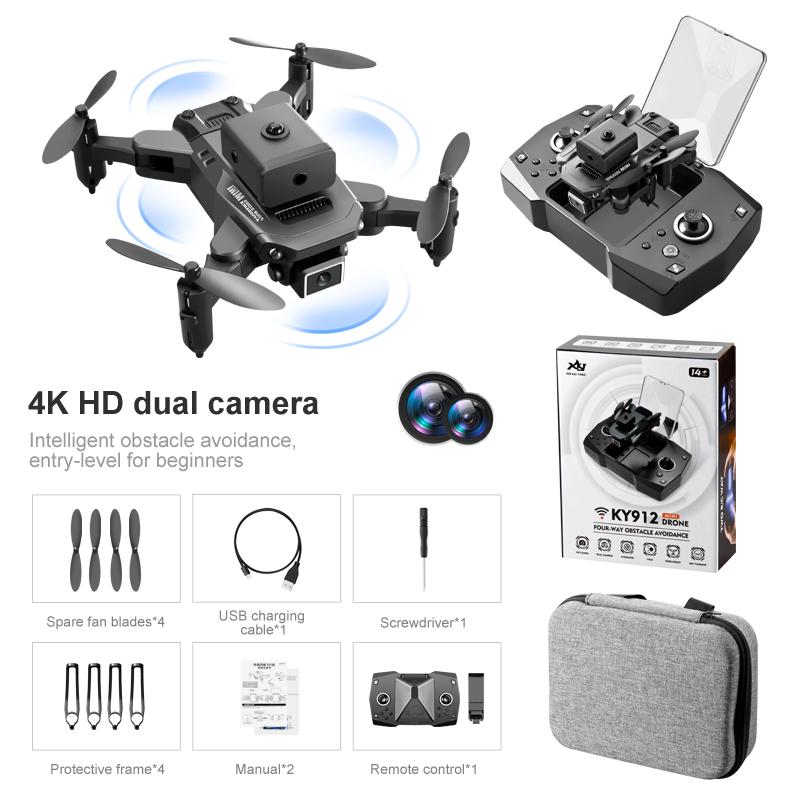 KY912 Mini Drone Portable Drone with Camera 4K Dual Camera Professional Drone Smart Tracking Drone WIFI HD Transmission Drone
