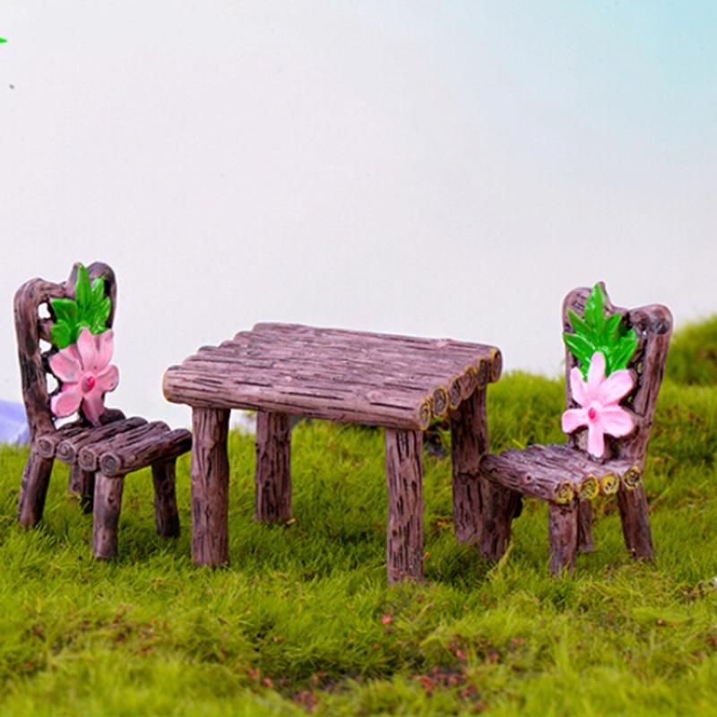 Miniaturowy bajkowy stół ogrodowy krzesło rzemiosło żywiczne mikro element dekoracji krajobrazu ozdoba dekoracyjna