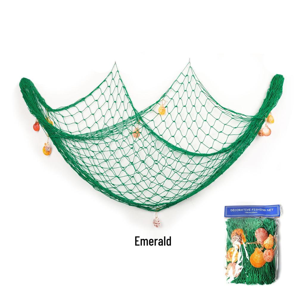 Mediterranean Style Cotton Rope Decorative Fishing Net with Shells for Wall Decor