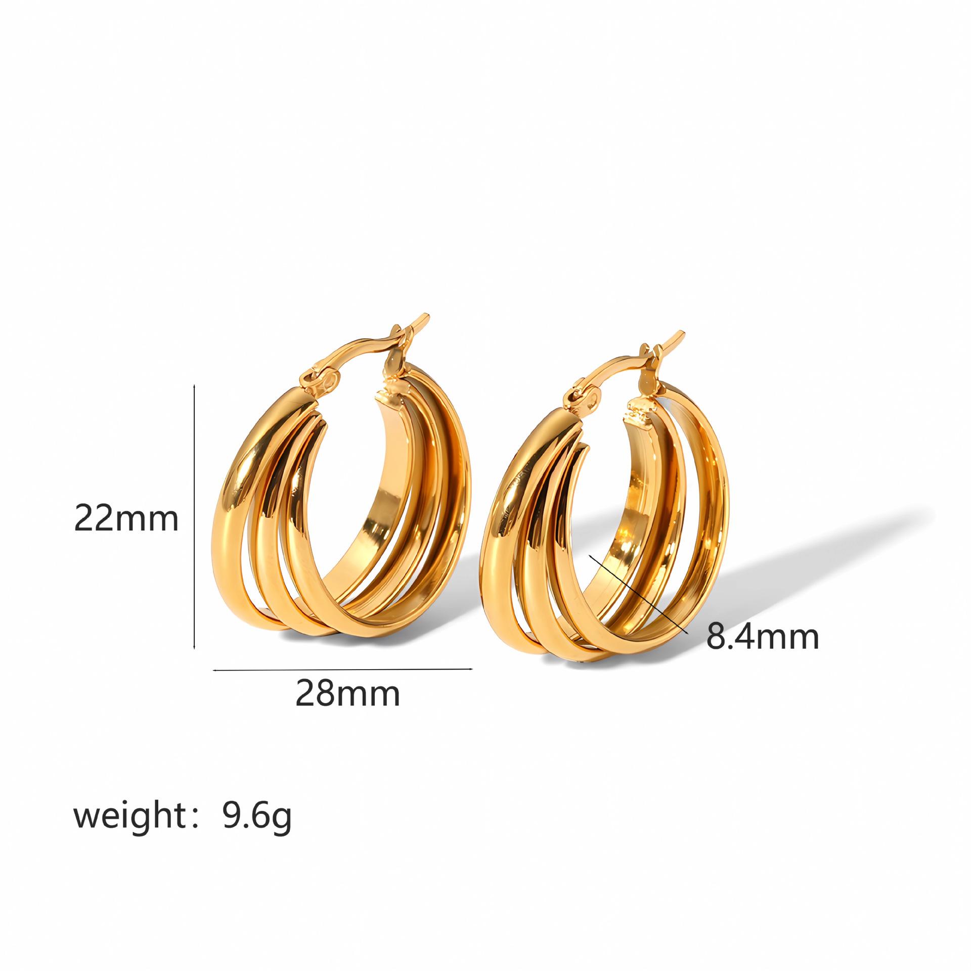 

Серьги из нержавеющей стали 18 карат с тремя проволочными витыми многослойными нитями, нишевые высококачественные серьги из титановой стали, серьги женская мода