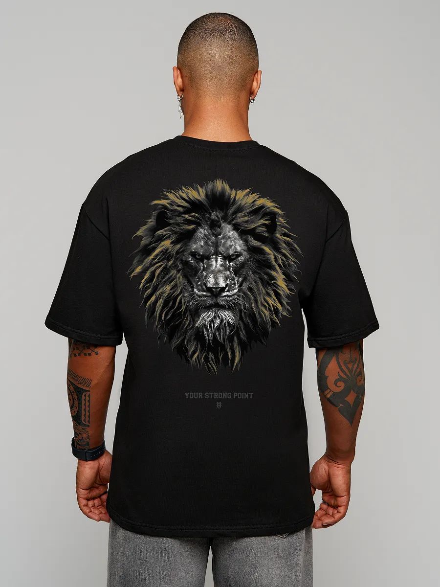 Oversized lion print T‑shirt L