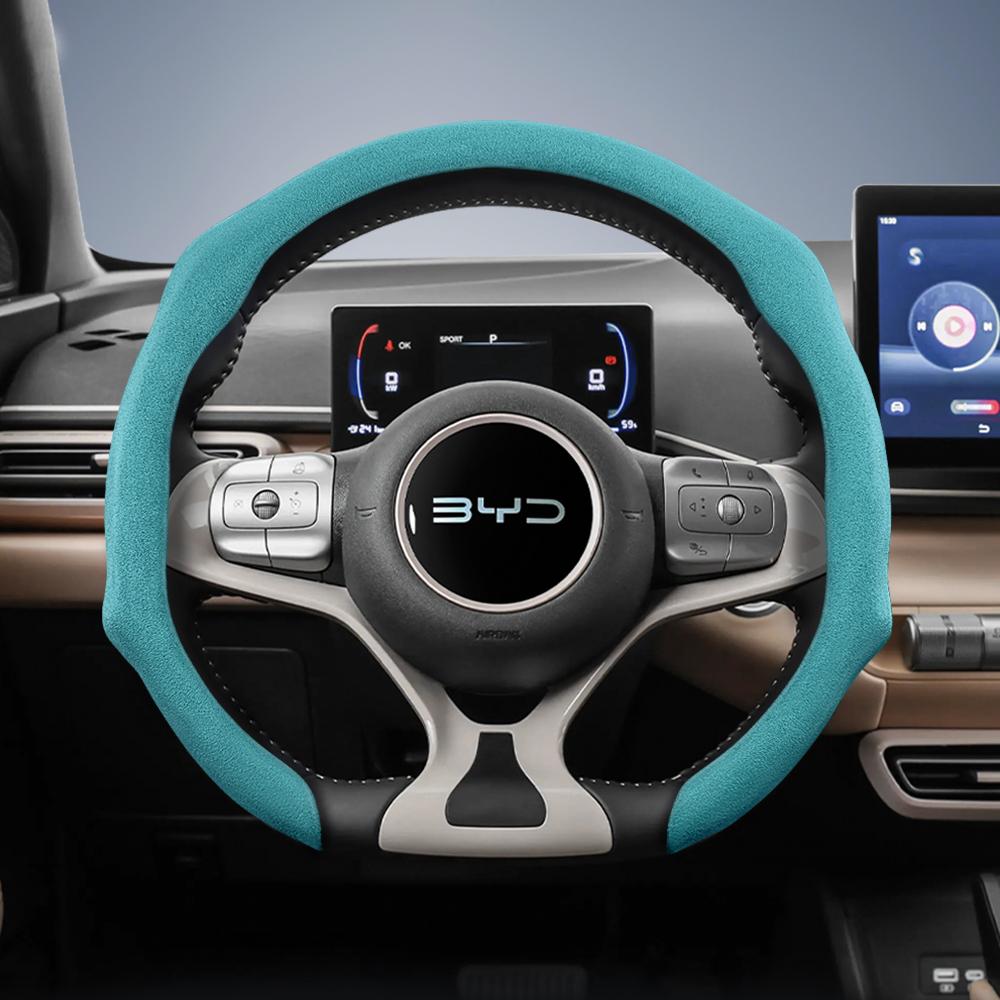 Suitable for Byd Advanced Suede Snap-On Steering Wheel Cover Anti-Slip and Durable Song Yuan Plus Max Tang Han Atto 3 Seal Dolphin Seagull Sealion 7