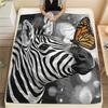 1PC Watercolor Animal Art Print Flannel Blanket, High Quality All Seasons, Home Decor, Warmth and Comfort, Perfect for Christmas Gifts