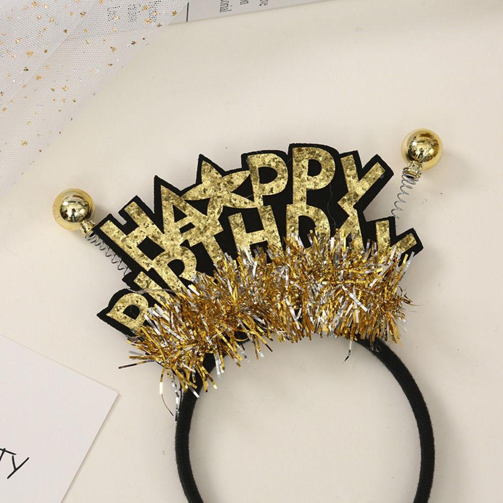 Letter LED Light Hair Hoop Plastic Ball Children Birthday Hair Bands Happy Birthday Headband  Girls