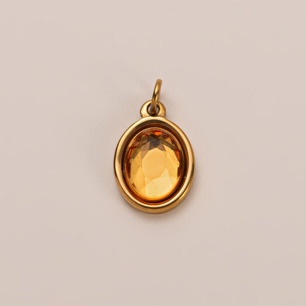 Stainless Steel Diy Basic Live Mouth Chain 12 Birthstone Pendant Necklace Furnace Vacuum Plating 18K Gold Color Retention
