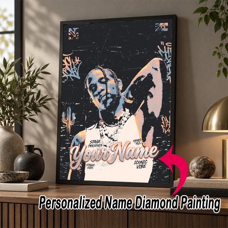 Custom Name Travis Scott 5D Diamond Painting Personalized Full Drill Diamond Art Kit Gift