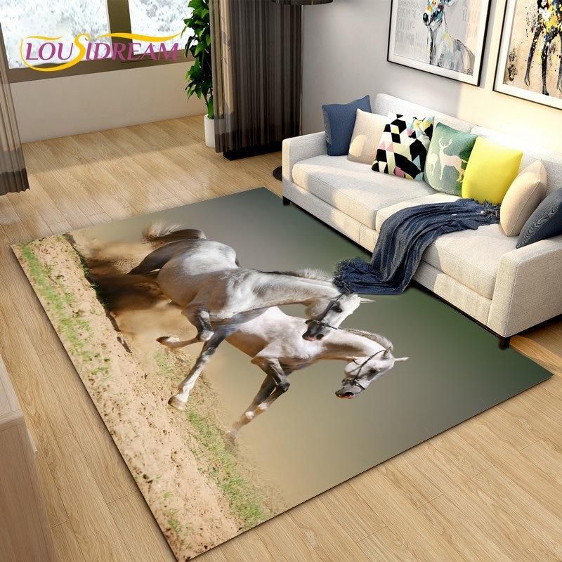 3D Animal Pentium Horse Area Rug,Carpet Rug for Living Room Children's Room Decoration,Kids Play Crawling Non-slip Floor Mat