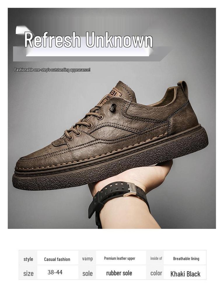Chaussures en cuir tendance pour hommes 2025: Style Britannique Polyvalent Automnal Décontracté & Formel.
