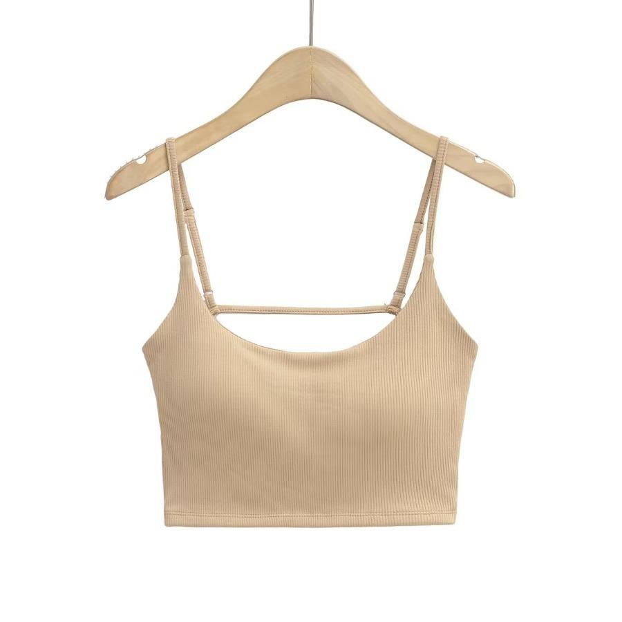 Dámská pevná polstrovaná tílka bez rukávů bez rukávů štíhlá vesta s krátkým popruhem sexy triko