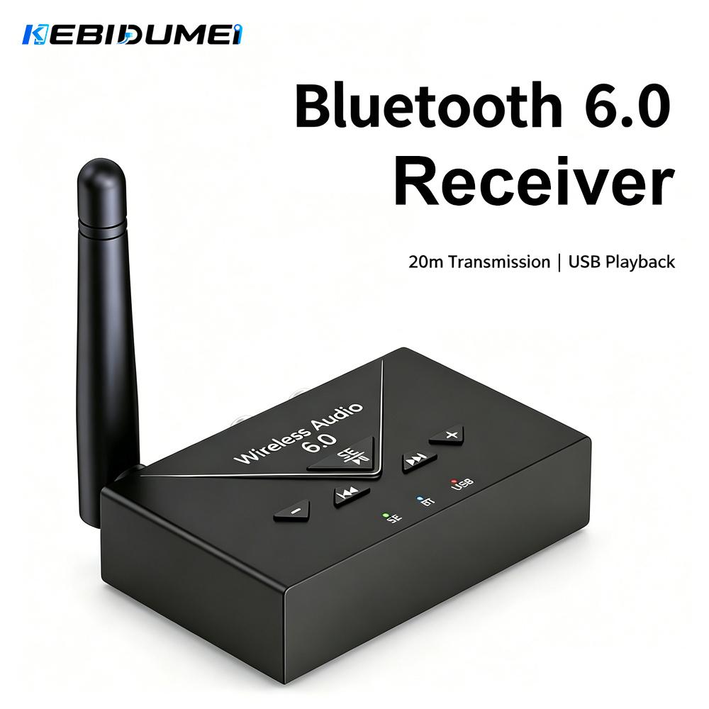 KEBIDUMEI 2 IN 1 Bluetooth 6.0 Wireless Stereo Transmitter Receiver HIFI Music Adapter AUX RCA USB-C for TV Speaker Computer 6