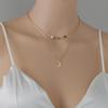 Gold Chain Iron Single Hanging Moon Disc Chain Pendant Double Necklace
