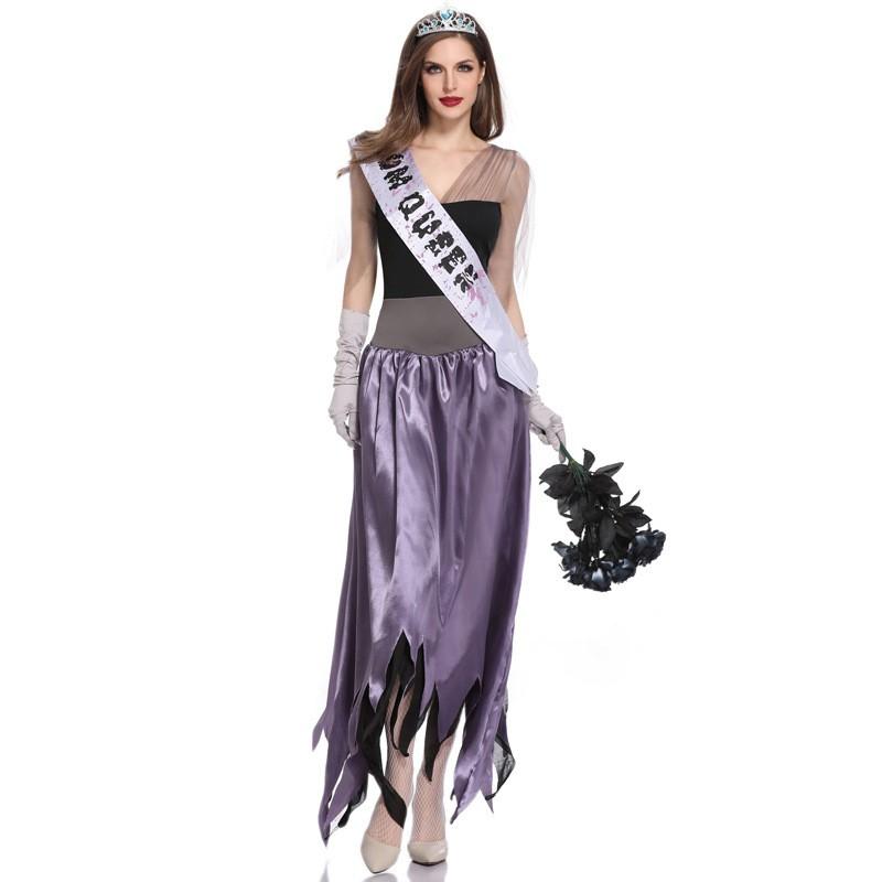 Zombie Queen Costume Vampire Bride Dress Halloween Party Cosplay