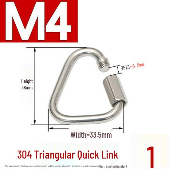 304/316 Stainless Steel Quick Link and Carabiner Buckle Chain, Sizes M3.5-M8