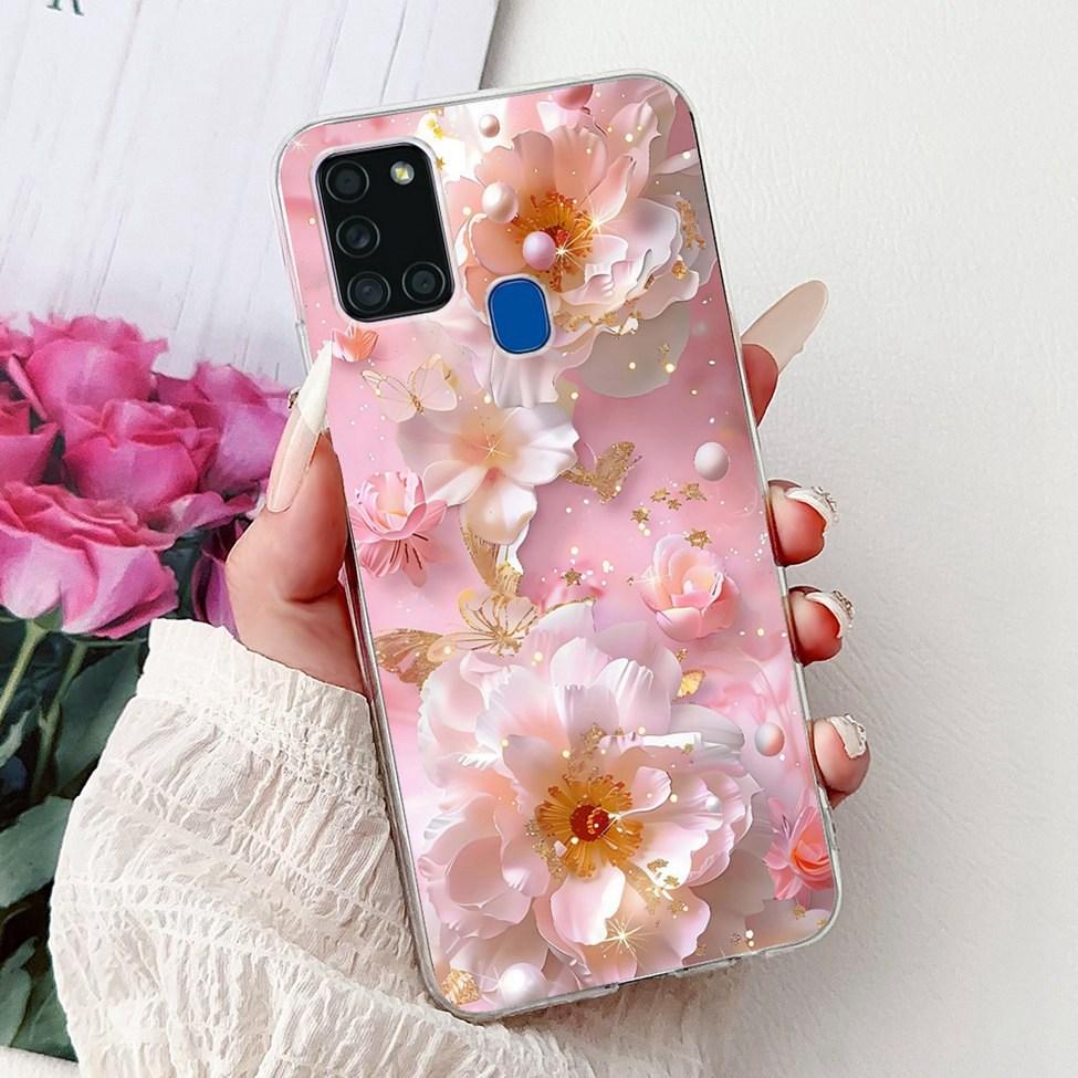 For Samsung A21s Case Cover Clear Fashion Luxury Cute Painted Back Cover For Samsung Galaxy A21s Phone Case A217F A217M A217N