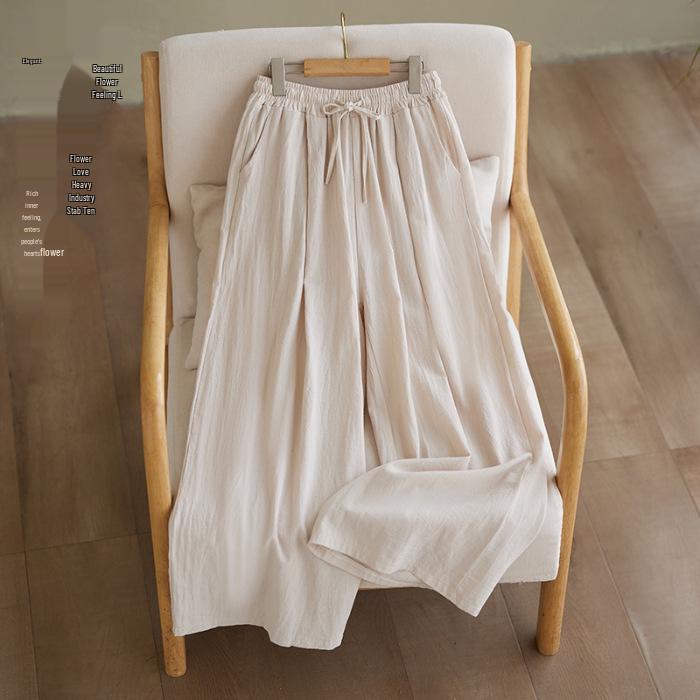 Southeast Asia Plus Size Casual Retro Cotton Linen High Waist Wide Leg Pants