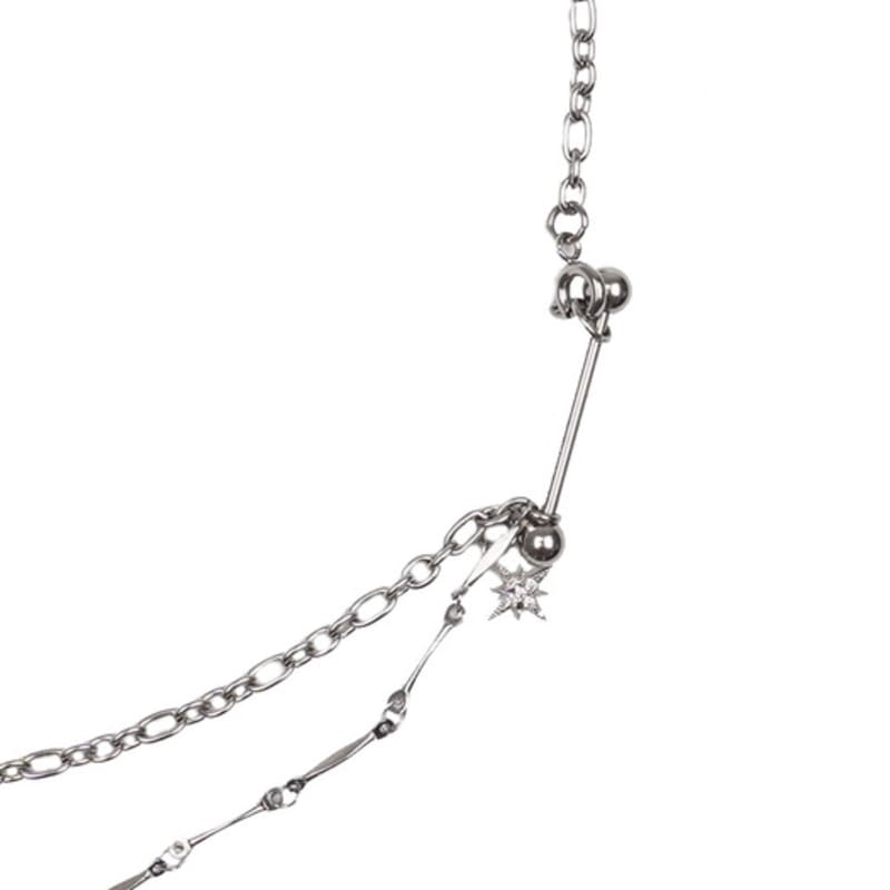 HIGHSCHOOLDISCO Piercing Glitter Layered Necklace