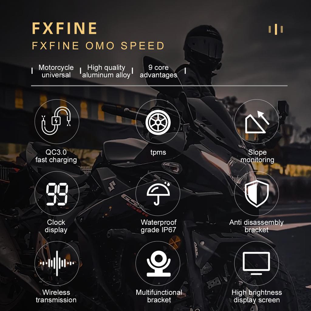 Motorcycle TPMS Tire Pressure Monitors Temperature Monitoring Alarm System Clock With 2 External Sensors QC3.0 USB Fast Charging