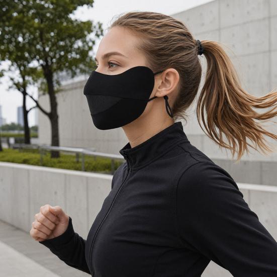 Soft Ice Silk Face Guard, Half Face Sun Protection Mouth Guard, Breathable Holes Face Shield with Elastic Ear Hooks for Cycling Running Hiking