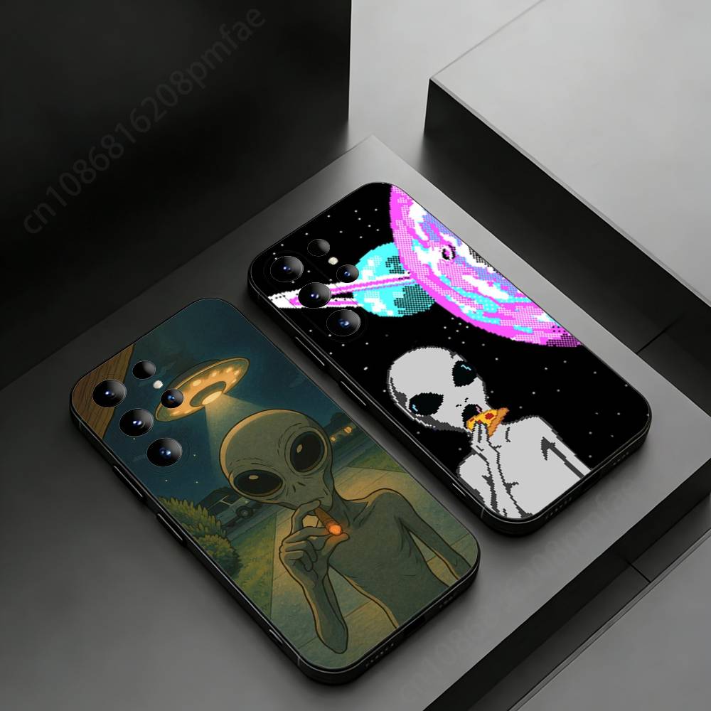 Funny Space UFO Alien Thing Phone case for Samsung Galaxy S24,25,26,23 22,21,S20 Plus Ultra FE soft fundas cases