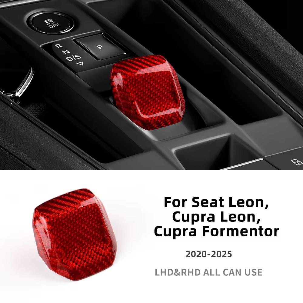 

Real Hard Carbon Fiber For Seat Leon Cupra Leon Cupra Formentor 2024 2025 LHD RHD Car Gear Shift Knob Trim Red LHD RHD