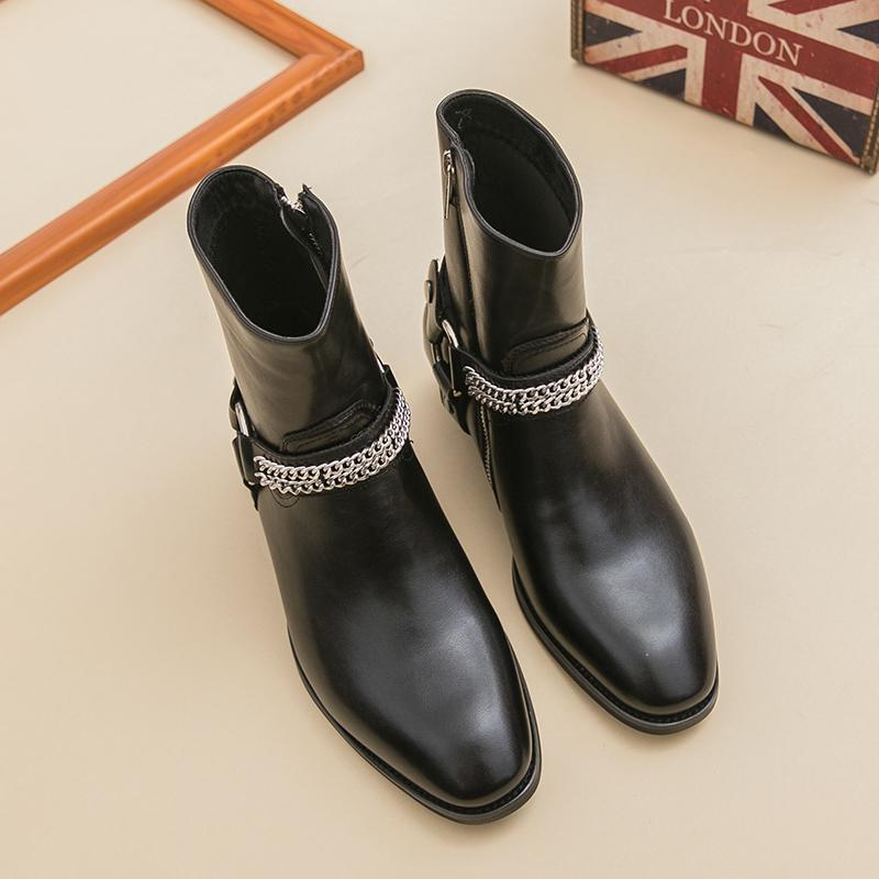 Fashion Classic Black Fashionable Mens Breathable Side Zipper High Top Boots Autumn Men Comfortable Pointed Western Cowboy Outdoor Boots